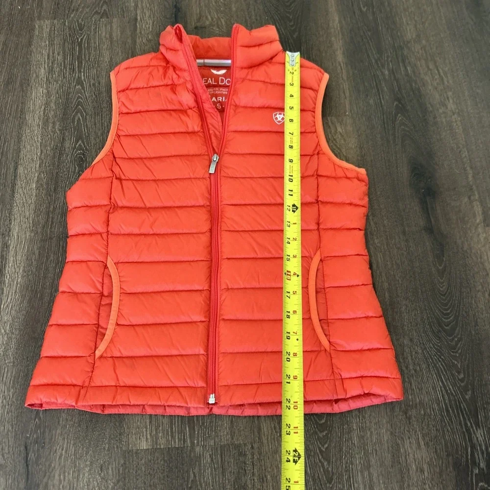 Ariat Ideal Down Vest Women S Orange Pink Quilted Packable Puffer Insulated MINT - Picture 5 of 8